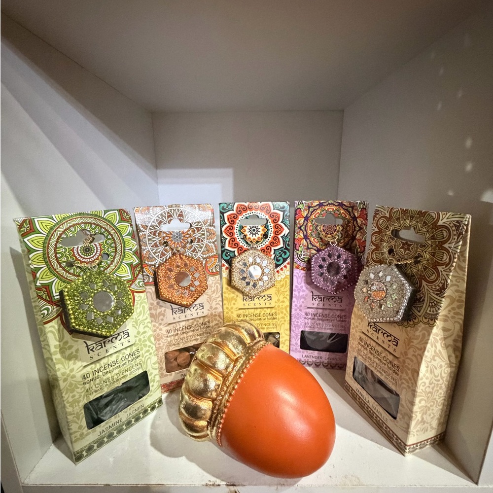 Karma Scents Green Incense Cones with Holder